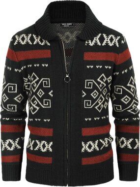 Cozy Men's Zip-Up Cardigan Sweater with Shawl Collar - Knit Fashion Essential
